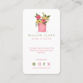 Carte De Visite Bouquet d'aquarelle Monogramme Rose en pots (Dos)