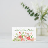 Carte De Visite Bouquet d'aquarelle rose Fruits et Fleurs  (Debout devant)
