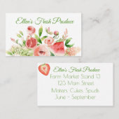 Carte De Visite Bouquet d'aquarelle rose Fruits et Fleurs  (Devant / Derrière)