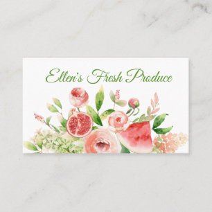 Carte De Visite Bouquet d'aquarelle rose Fruits et Fleurs