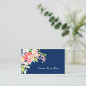 Carte De Visite Bouquet d'aquarelle sur le fleuriste bleu marine (Debout devant)