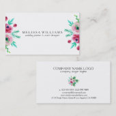 Carte De Visite Bouquet de fleurs aux aquarelles modernes (Devant / Derrière)