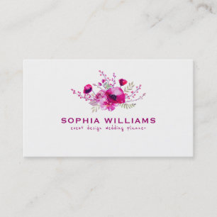 Carte De Visite Bouquet de fleurs aux aquarelles roses profondes