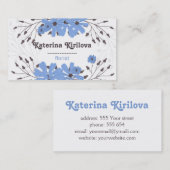 Carte De Visite Bouquet de fleurs bleues et bourgeons floraux (Devant / Derrière)