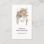 Carte De Visite Bouquet de fleurs Boho et Dreamcatcher (Devant)