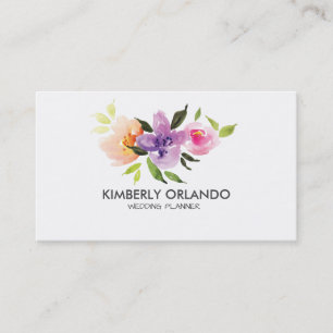 Carte De Visite Bouquet de fleurs colorées Aquarelles