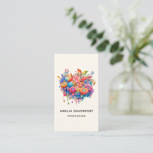 Carte De Visite Bouquet de fleurs d'été Whimsical Boho (Debout devant)