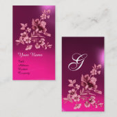 CARTE DE VISITE BOUQUET DE FLEURS PURPLES ROSE AVEC MONOGRAMME DE  (Devant / Derrière)