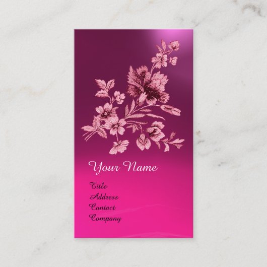 CARTE DE VISITE BOUQUET DE FLEURS PURPLES ROSE AVEC MONOGRAMME DE  (Devant)