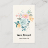 Carte De Visite Bouquet de fleurs rose et bleu élégant (Devant)