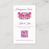 Carte De Visite Bouquet de fleurs roses d'aquarelle Registre Maria (Dos)