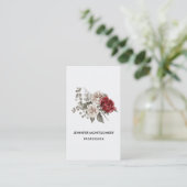 Carte De Visite Bouquet de fleurs rouge gris et crème Boho (Debout devant)