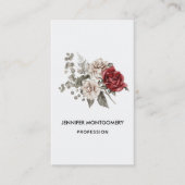 Carte De Visite Bouquet de fleurs rouge gris et crème Boho (Devant)