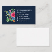 Carte De Visite Bouquet de fleurs rouges bleues Blanc Médias socia (Devant / Derrière)