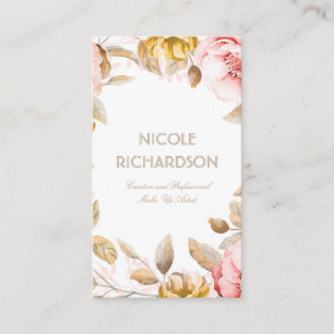 Carte De Visite Bouquet de flush et or Aquarelle Fleurs Bouquet Él