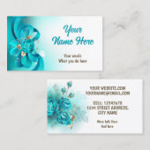 Carte De Visite Bouquet de Roses turquoise (Devant / Derrière)