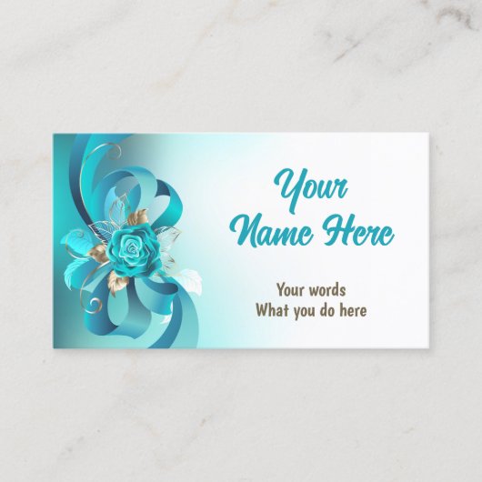 Carte De Visite Bouquet de Roses turquoise (Devant)