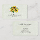 Carte De Visite Bouquet de tournesol jaune en aquarelle (Devant / Derrière)