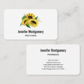 Carte De Visite Bouquet de tournesol jaune en aquarelle (Devant / Derrière)