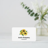 Carte De Visite Bouquet de tournesol jaune en aquarelle (Debout devant)