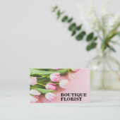 Carte De Visite Bouquet de tulipes roses | Fleuriste (Debout devant)