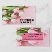 Carte De Visite Bouquet de tulipes roses | Fleuriste (Devant / Derrière)