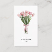 Carte De Visite Bouquet de tulipes roses Qr Code (Devant)