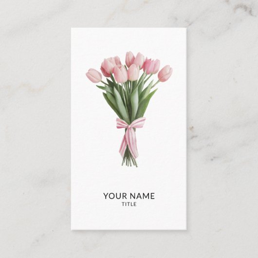 Carte De Visite Bouquet de tulipes roses Qr Code (Devant)