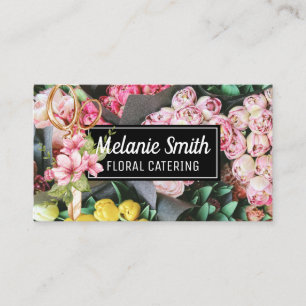 Carte De Visite Bouquet élégant de fleurs Ciseaux fleuristes