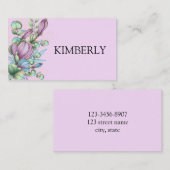 Carte De Visite Bouquet Fleur Feuille (Devant / Derrière)