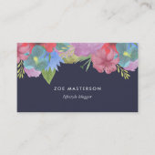 Carte De Visite Bouquet fleur sauvage | Bleu minuit (Devant)