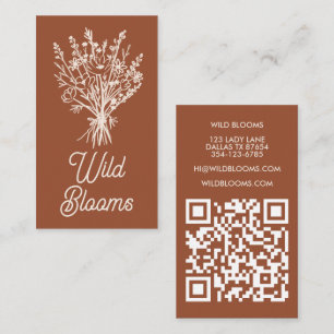 Carte De Visite Bouquet fleur sauvage Rustique minimaliste Floral