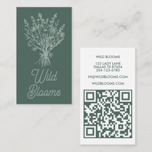 Carte De Visite Bouquet fleur sauvage Rustique minimaliste Sage fl