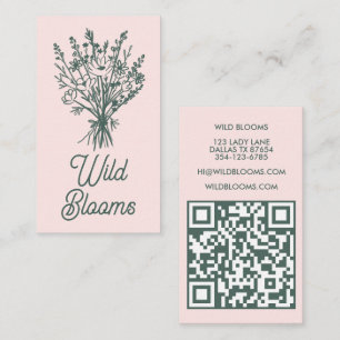 Carte De Visite Bouquet fleur sauvage Rustique minimaliste Sage fl
