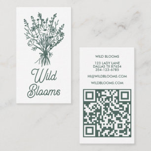 Carte De Visite Bouquet fleur sauvage Rustique minimaliste Sage fl