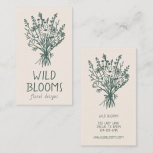 Carte De Visite Bouquet fleur sauvage Rustique minimaliste Simple