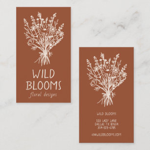 Carte De Visite Bouquet fleur sauvage Rustique minimaliste Simple