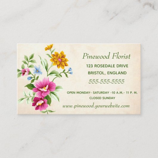Carte De Visite Bouquet floral anglais (Devant)
