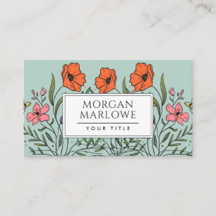 Carte De Visite Bouquet floral blanc orange rose mou