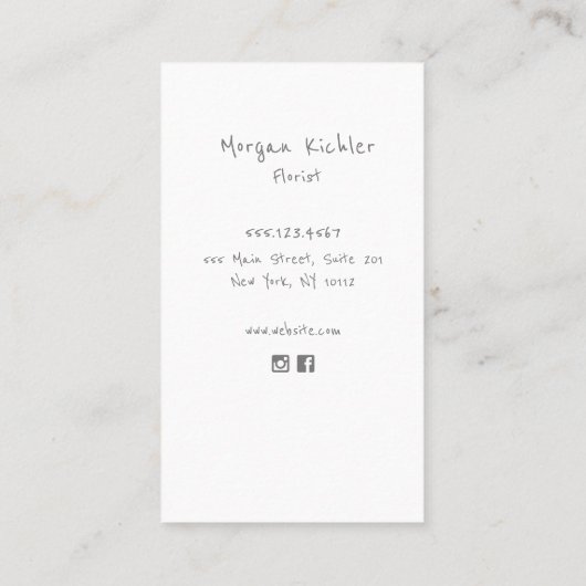 Carte De Visite Bouquet Floral Cute Boho (Dos)