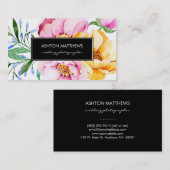 Carte De Visite Bouquet floral d'aquarelle élégante (Devant / Derrière)
