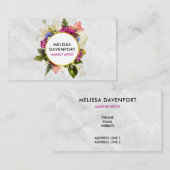 Carte De Visite Bouquet floral rose et blanc moderne (Devant / Derrière)