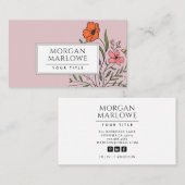 Carte De Visite Bouquet floral rose orangé blanc (Devant / Derrière)