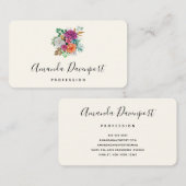 Carte De Visite Bouquet floral rose, orange et blanc (Devant / Derrière)