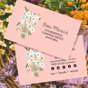 Carte De Visite Bouquet Floral Service de nettoyage de maison Icôn