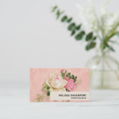 Carte De Visite Bouquet rose et rose blanche (Debout devant)