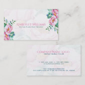 Carte De Visite Bouquet Roses roses Arrière - plan blanc (Devant / Derrière)