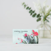 Carte De Visite Bouquet Tulipes Aquarelle Illustration Floriste (Debout devant)