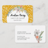 Carte De Visite Bouquets de fleurs jaunes (Devant / Derrière)