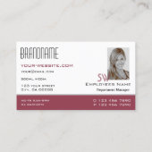 Carte De Visite Bourgogne blanche classique avec monogramme et pho (Dos)
